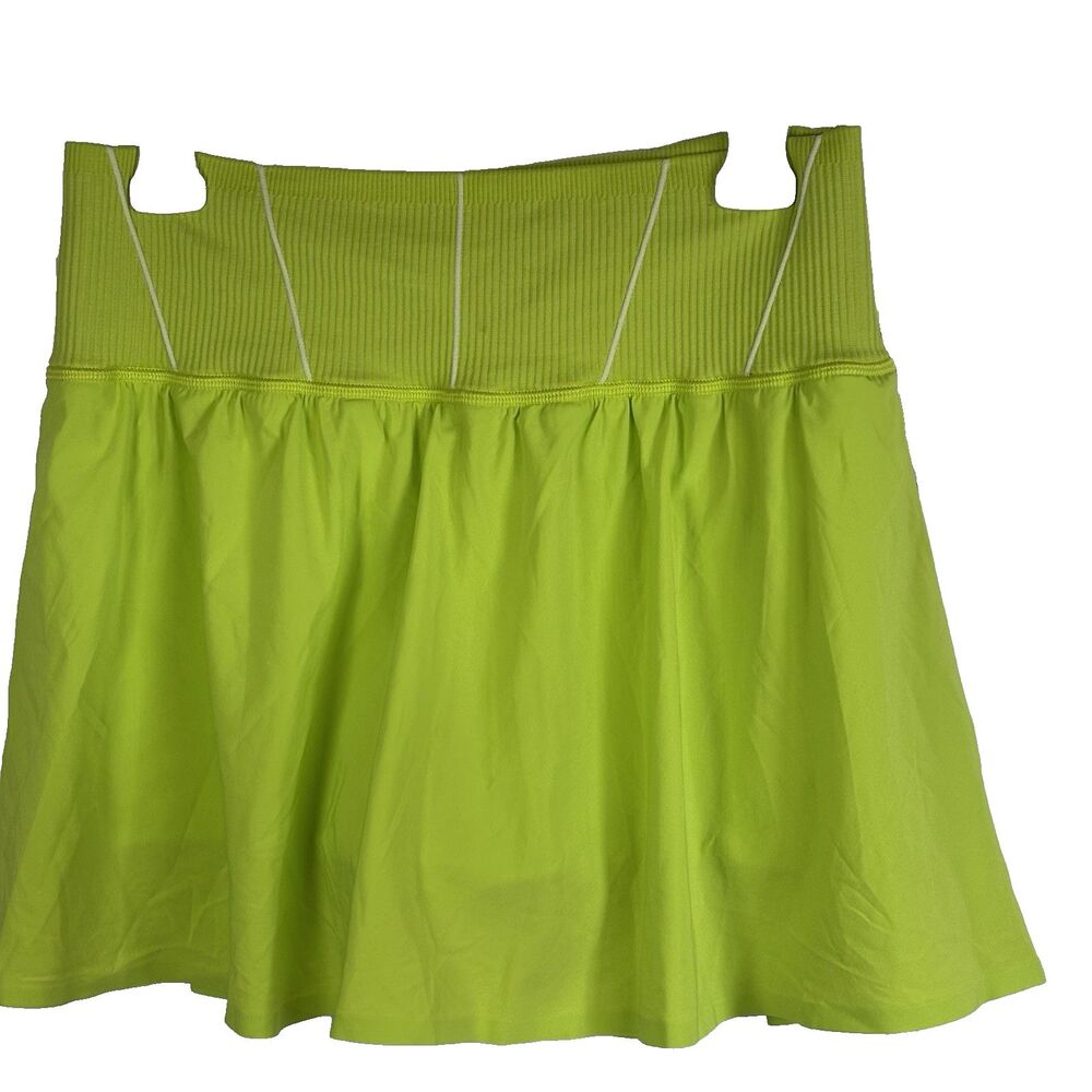 Aerie OFFLINE Tennis Skort Neon Green Ribbed Waist Athletic Skirt Size L  active